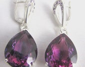 Great silver 925 earring with Russian changes color alexandrite 26.99 carat