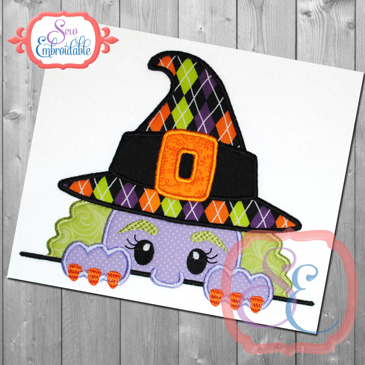 WITCH Peeker Applique Design For Machine Embroidery INSTANT
