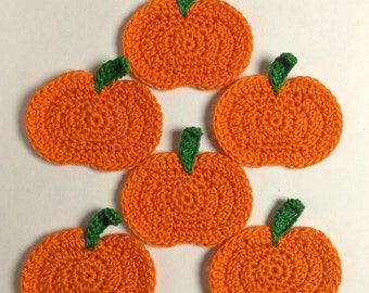 Crocheted Tiny Pumpkin Appliqués - set of 6 (#02-02)