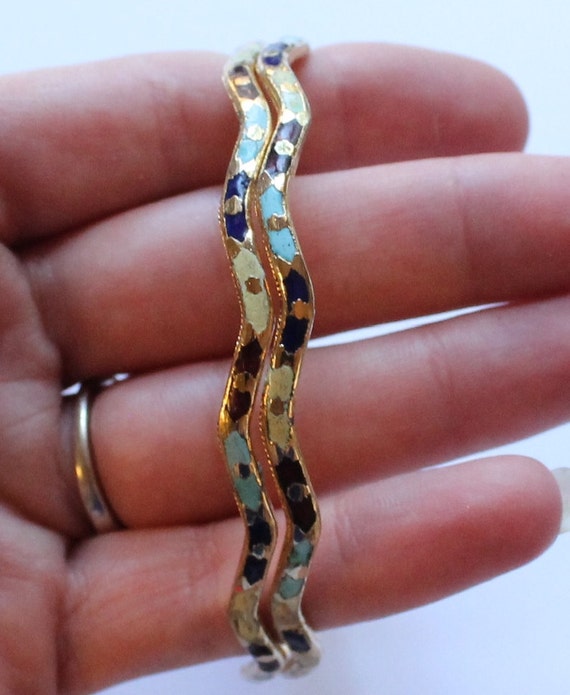 2 Vintage Enamel Bangle Bracelets by paststore on Etsy