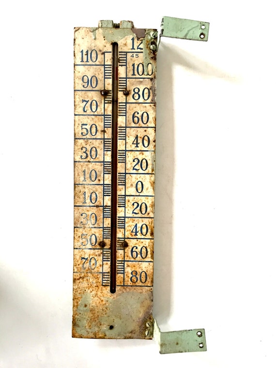 Vintage outdoor enameled thermometer