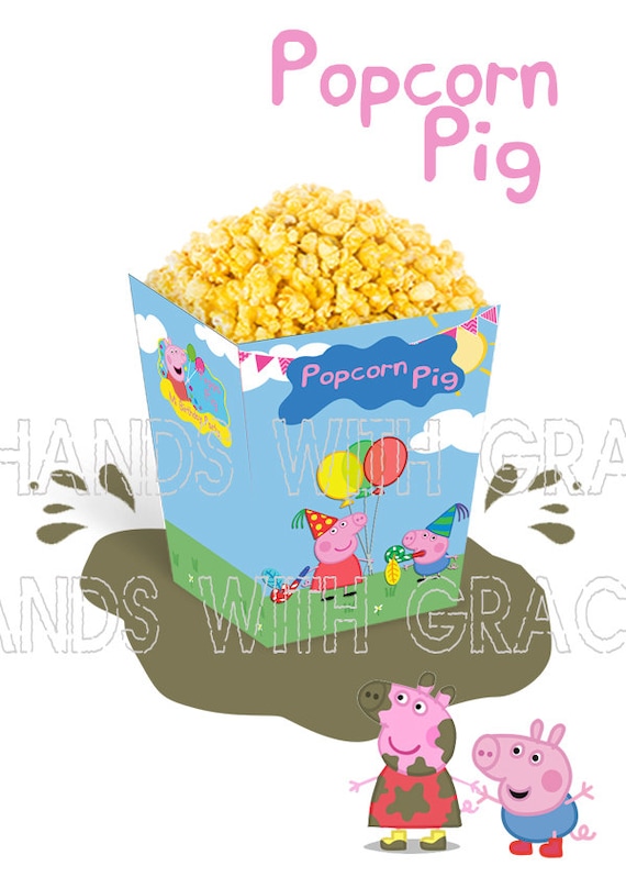 Printable popcorn box Peppa Pig by HandswithGrace on Etsy