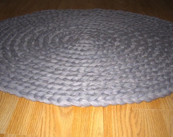 Round Rug Blue-Dirty Crochet  Handmade