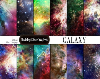 Galaxy Digital Paper, Commercial Use, Universe Scrapbook Paper, Stars, Nebula Paper, Cosmos Cosmic Paper, Rainbow Galaxy, Space, Galactic