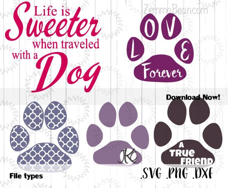 Download Paw print svg Dog quote and paw print bundle cutting file.