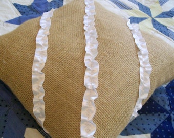 Burlap Ruffle Ring Bearer Pillow