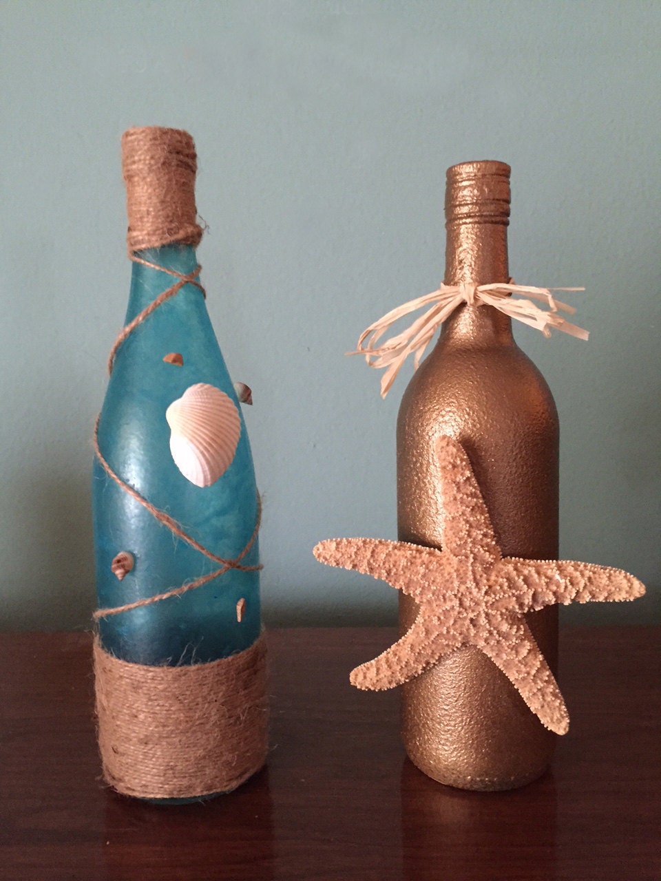 Beach themed wine bottles