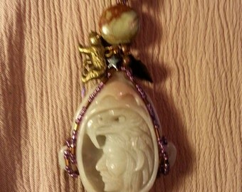 Carved amazonite american indian necklace