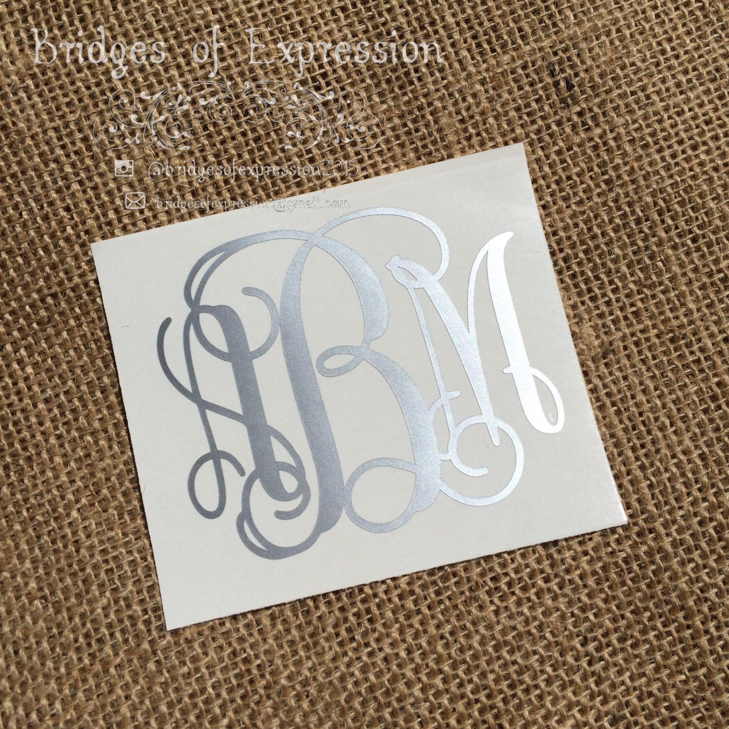 Metallic Silver Monogram Decal Sticker by BridgesOfExpression