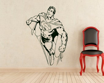 Superman In Flight Stickers Wall Vinyl Decals Home Interior Murals Art Decoration (252z)