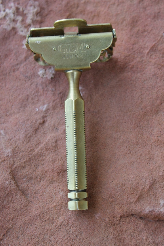 Antique Shaving Safety Razor Brass Gem Jr. Brooklyn New York