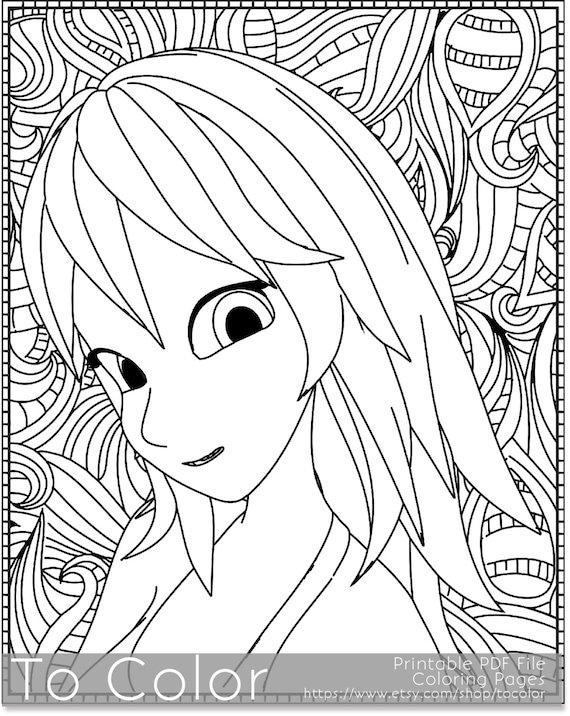 Download Retro Girl Printable Coloring Pages for Adults 70s PDF
