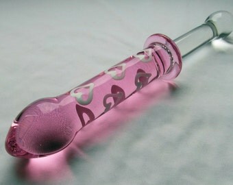 Glass Dildo With Hearts / Butt Plug