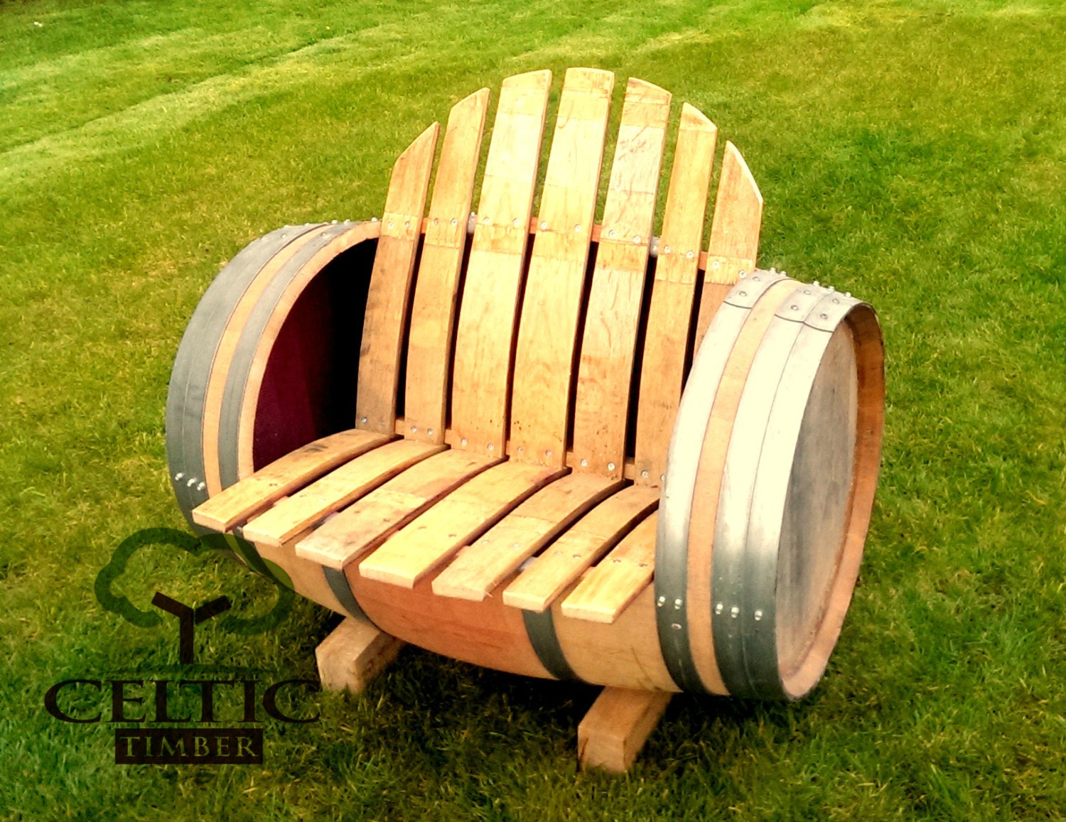 Wine Barrel Seat Oak Barrel Garden Bench Handcrafted to