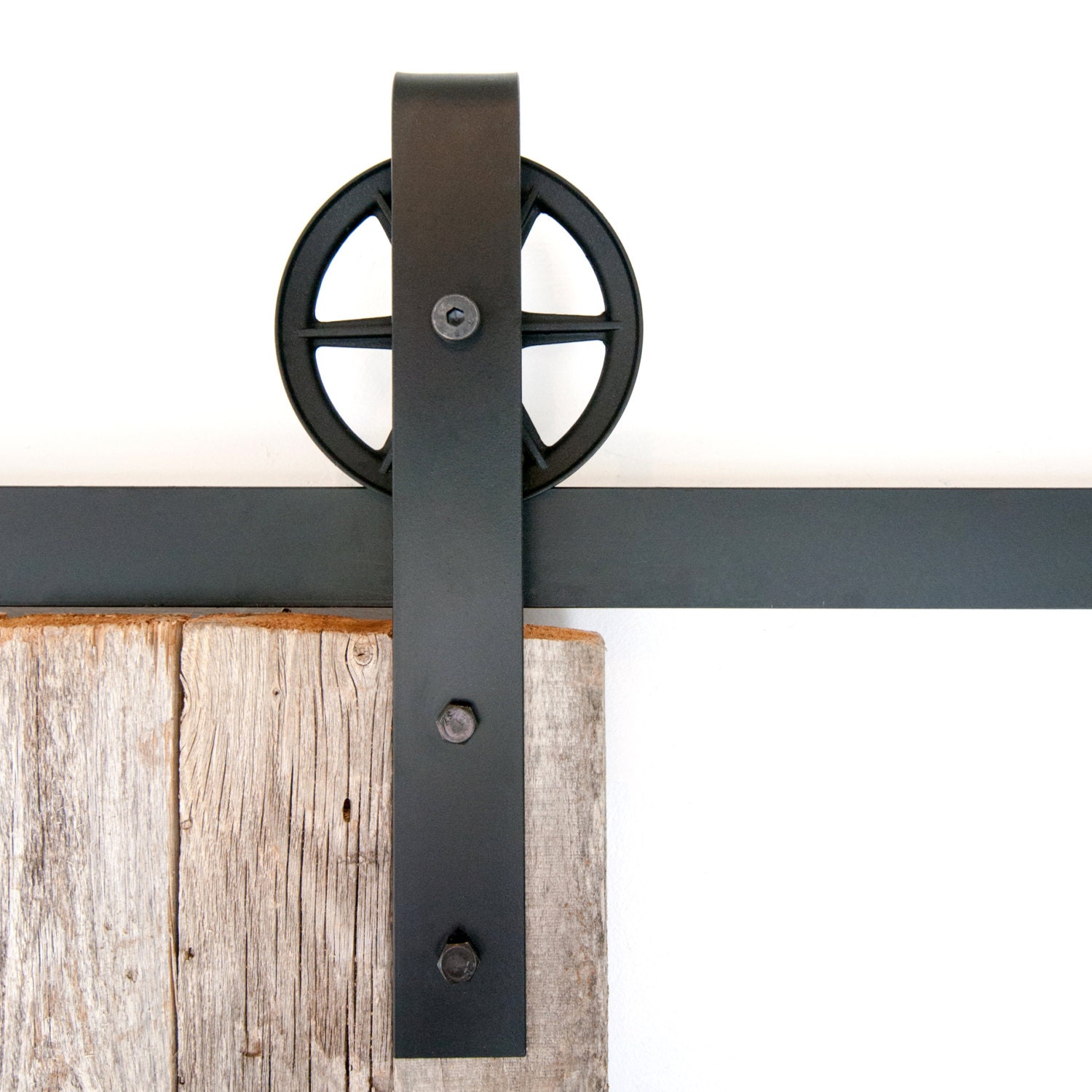 Vintage Industrial Spoked Sliding Barn Door Hardware from WhiteShanty