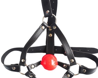 adjustable red mouth ball gag for bondage play