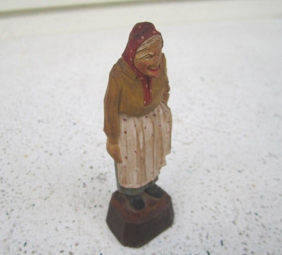 Antique Quebec Folk Art Wood Carving Hand by TheArtOfTheCane