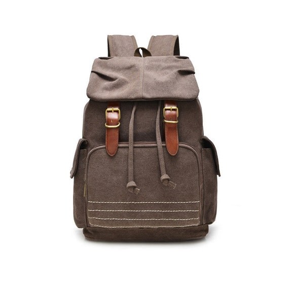 Men Vintage Canvas Backpack Rucksack Laptop Shoulder Bag Travel Camping ...