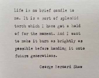 George Bernard Shaw quote hand typed on antique typewriter