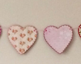 Hearts banner in the hoop machine embroidery applique design