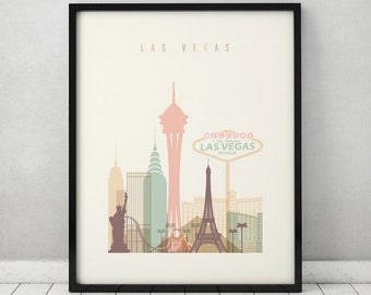 Las Vegas print, Poster, Wall art, Nevada cityscape, Las Vegas skyline, City poster Typography art Home Decor Digital Print ArtPrintsVicky.