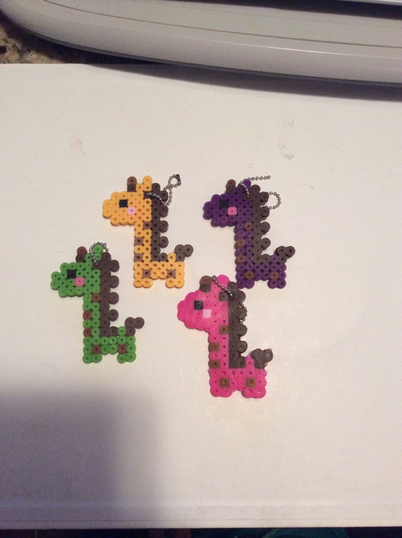Perler Bead Giraffe Keychain by AmysPerlers on Etsy