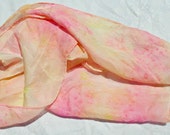 silk scarf handpainted pink, orange, yellow with a touch of lime