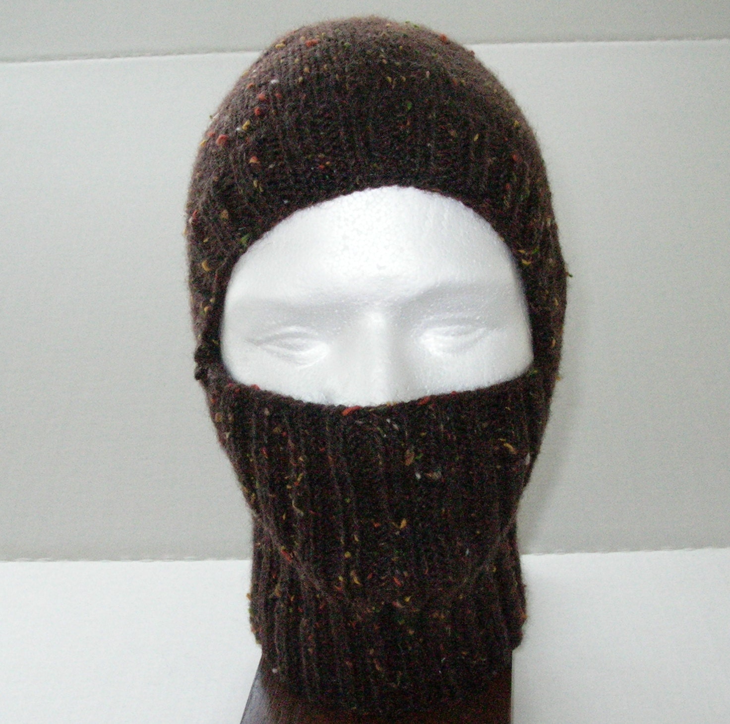 Chestnut Brown Tweed Knit Helmet Liner Balaclava or by MFcrafts