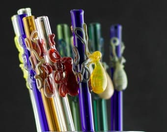 Octopus Glass Straw You Choose the Color, Made to Order