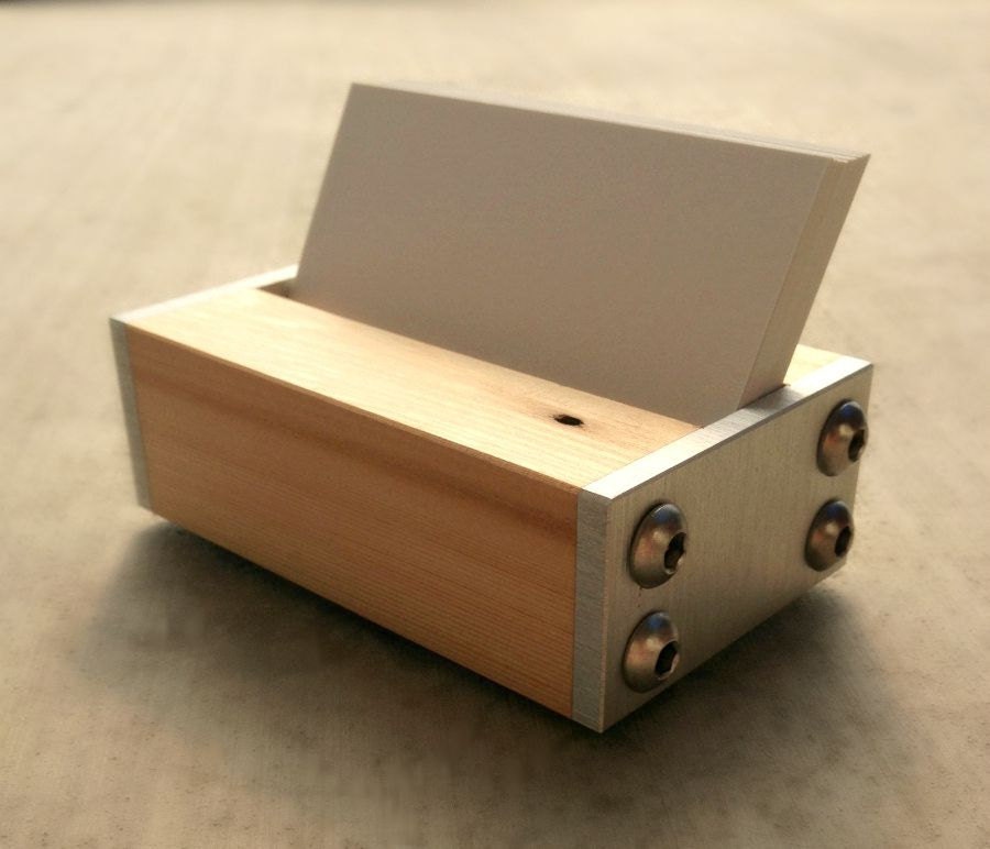 Business Card Holder For Desk Wood And Metal By