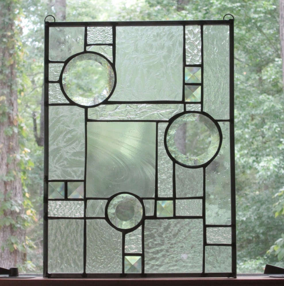 Stained Glass Panel Prairie Style Abstract in Clear With