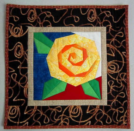 Mini Quilt YELLOW ROSE Of TEXAS From Quilts By Elena