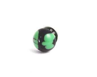 Tie Tack - Green Black Necktie Accessories- Lapel Pin- Gifts for Men Him Dad