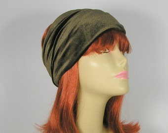 Army Green Velvet Head Wrap Khaki Green Head Wrap Flapper Head Wrap Womens Head Wraps Velvet Headwraps Hippie Head Wraps Boho Head Wraps