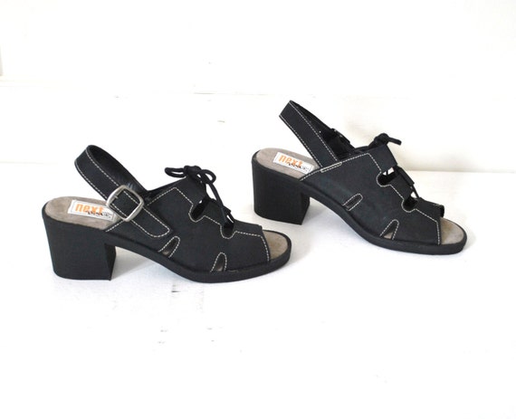 lace up PLATFORM sandals vintage 90s SLINGBACKS chunky heel