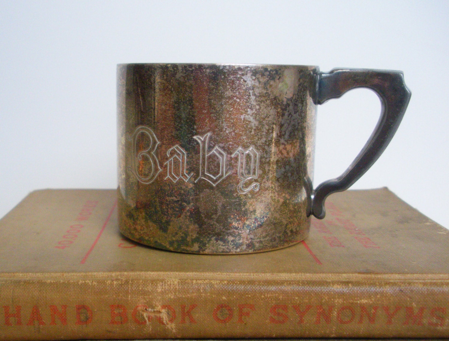 Antique Monogrammed Silver Plate Baby Cup EPNS