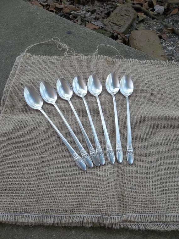 7 Silver Ice Tea Spoons Parfait Spoon Vintage by misshettie