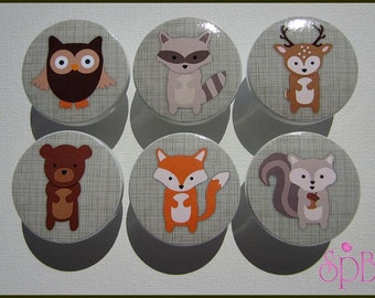 Woodland Drawer Knobs • Forest Animal Knobs • Drawer Pulls • Woodland • Kids Woodland Knobs • Fox • Bear • Owl Knobs