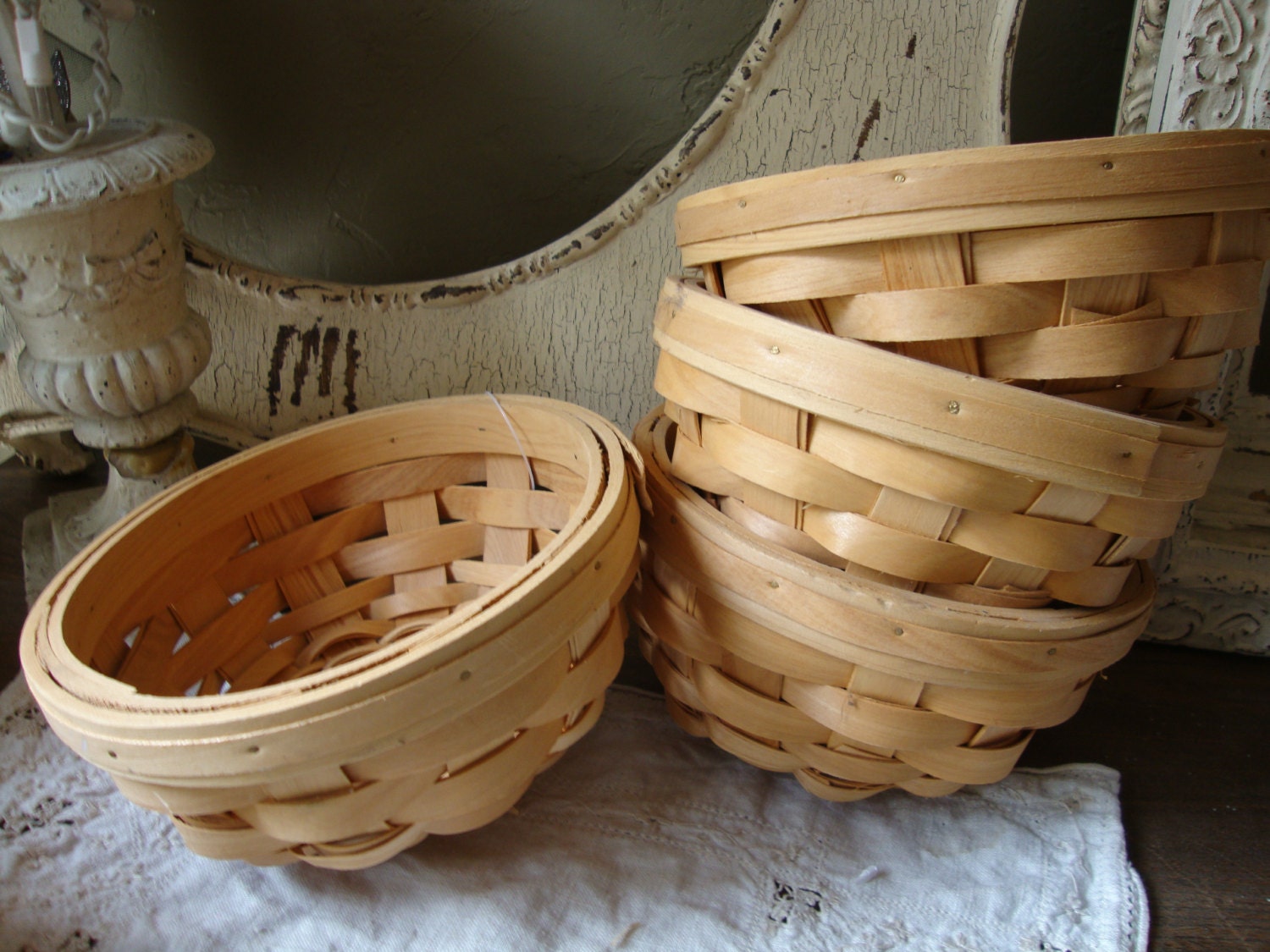 Wood baskets for rustic wedding supplies DIY party favor