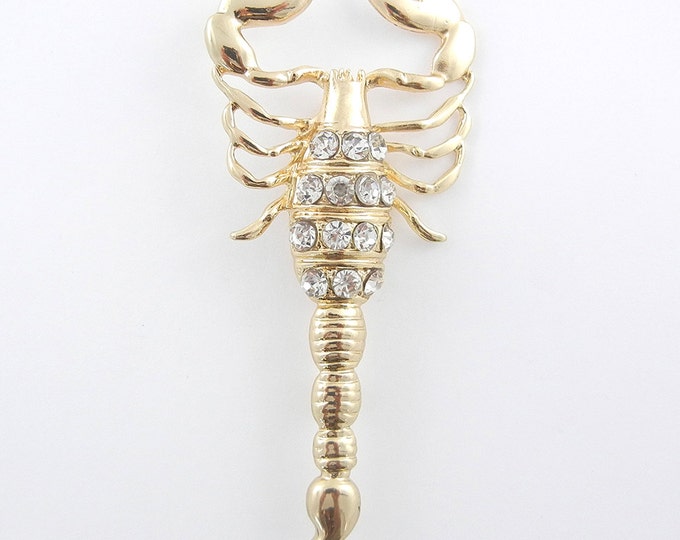 Large Gold-tone Scorpion Pendant Rhinestones