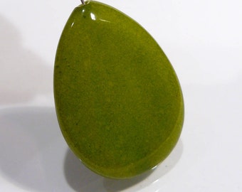 Green Jade Smooth Briolette Gemstone Pendant Bead.....30x40mm....1 Bead