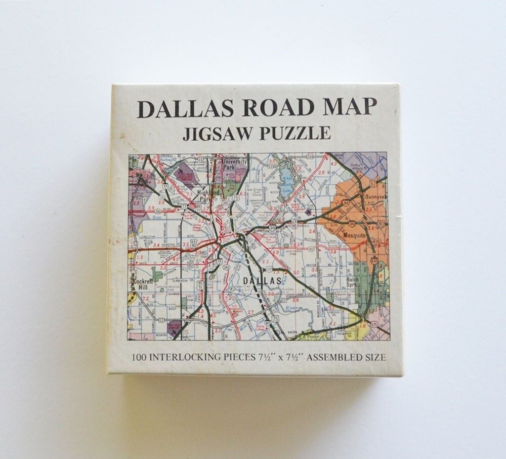 Dallas Puzzle Jigsaw Puzzle Small Puzzle 1974 Puzzle Road Map