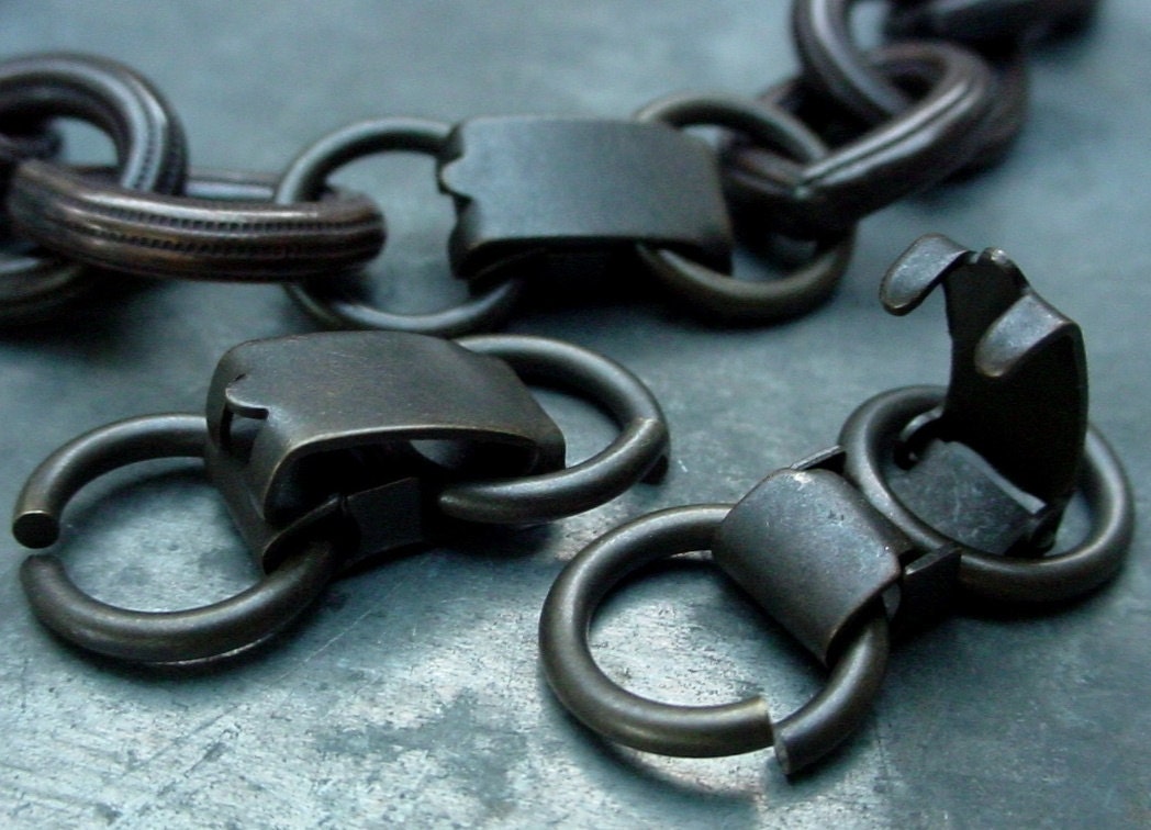 3 Large Fold Over Clasps Vintage Solid Brass 12mm Heavy Duty