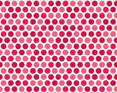 Red Dots Fabric with Shades of Red and Pink Polka Dots on White from Riley Blake Designs