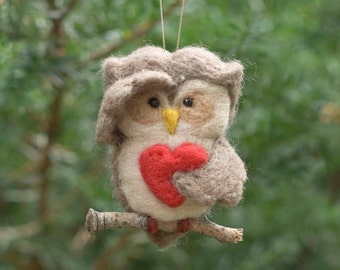 Needle Felted Owl Ornament - Searching with Heart
