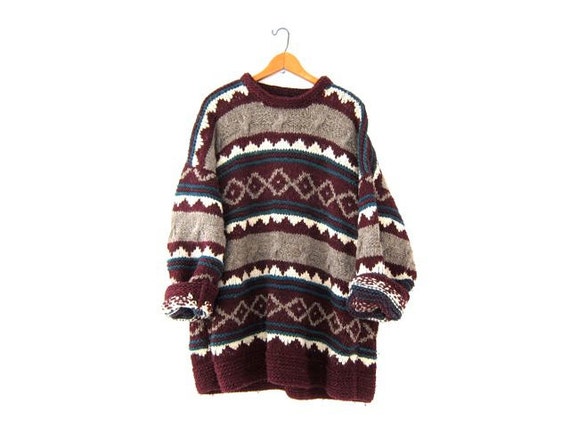 Vintage Thick Wool Sweater. Ecuador Sweater. Ethnic Sweater.