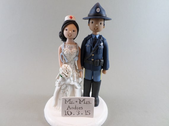  Police  Officer Nurse  Custom Handmade Wedding  Cake  Topper 