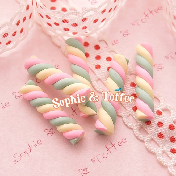 Colorful Polymer Clay Candy Cane 7pc by SophieToffeeCo on Etsy