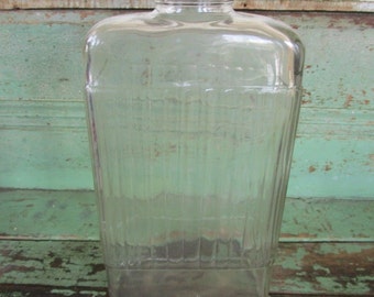 Vintage Antique Ribbed Clear Glass REFRIGERATOR Water BOTTLE