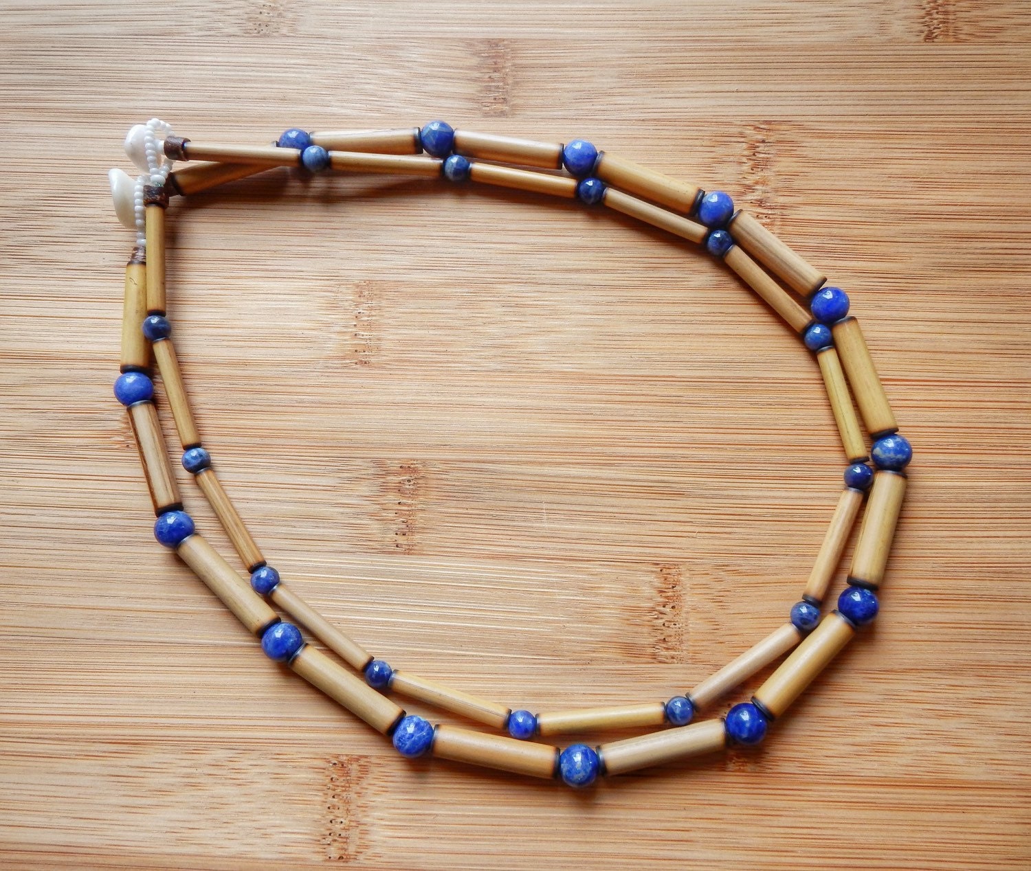 Kauai Bamboo Jewelry Hawaiian Bamboo and Sodalite Necklace